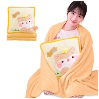 Almohada con Manta Kawaii 2 en 1 Diseño Gato P63